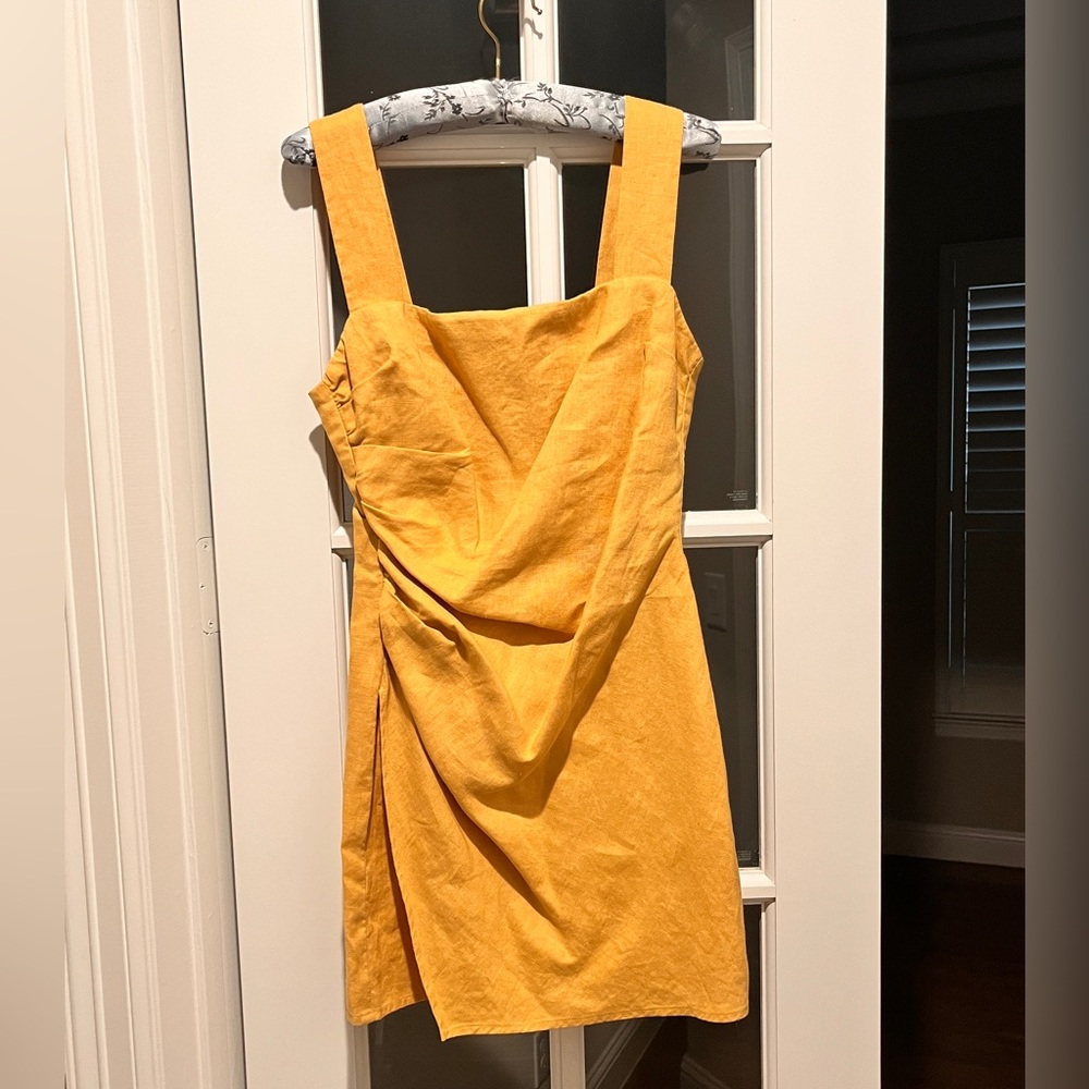 Reformation Yellow Ruched Sundress for Cocktail